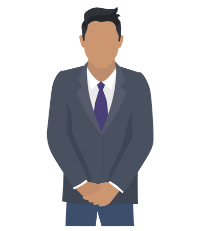 Hombre de negocios con traje y corbata morada.  Ilustración