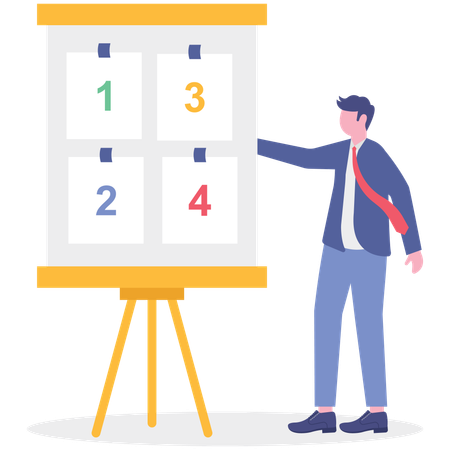 Empresário definindo prioridades de trabalho  Ilustração