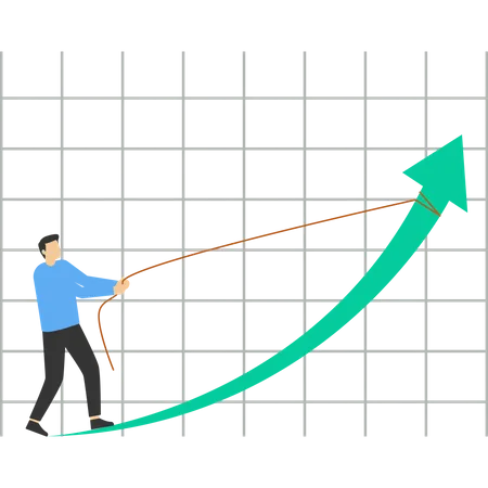 Empresario deja de caer gráfico  Ilustración