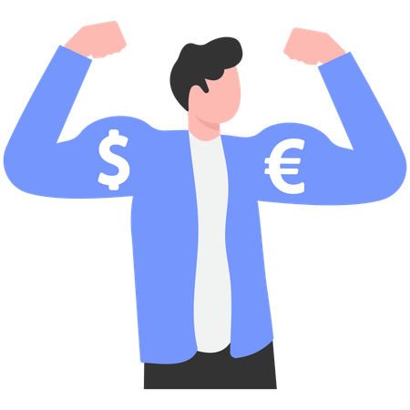 Hombre de negocios mostrando poder financiero  Illustration