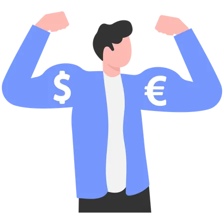 Hombre de negocios mostrando poder financiero  Illustration