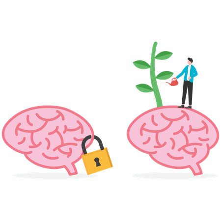 Empresario desarrollando cerebro empresarial  Ilustración