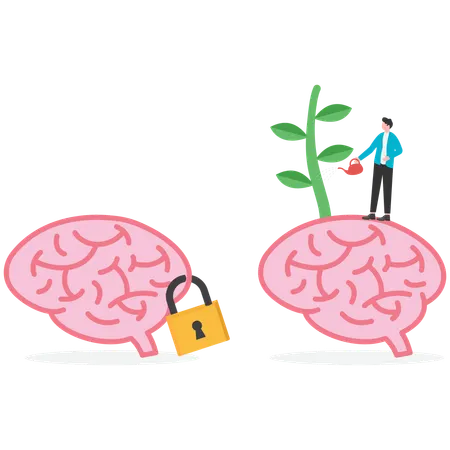Empresario desarrollando cerebro empresarial  Ilustración