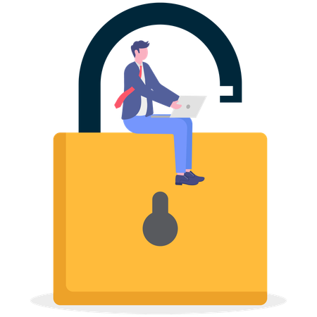 Empresário desbloqueia dados online  Ilustração