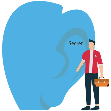Empresario descubriendo secretos empresariales  Ilustración
