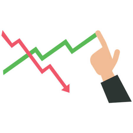 Empresário desenha um gráfico do mercado de ações  Ilustração