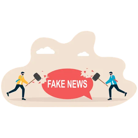 Empresário destruindo fake news  Ilustração