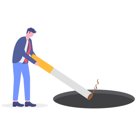 Empresário destrói cigarro  Ilustração