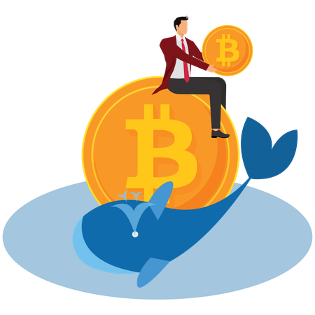Empresário segurando Bitcoin dominante  Ilustração