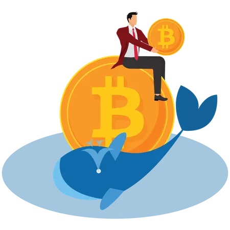 Empresário segurando Bitcoin dominante  Ilustração