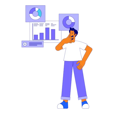 Empresário discutindo gráfico de crescimento  Ilustração