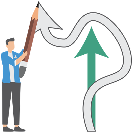 Empresario diseñando trayectoria profesional  Ilustración