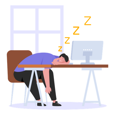 Empresario dormido en el trabajo  Ilustración