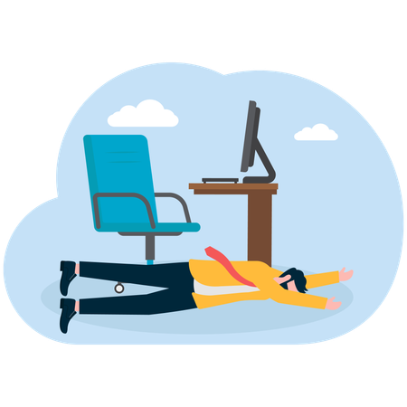 Empresário dormindo no trabalho  Ilustração