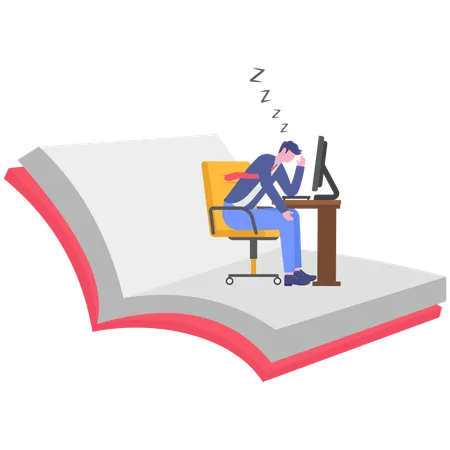 Hombre de negocios durmiendo durante el trabajo  Ilustración