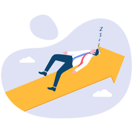 Hombre de negocios durmiendo en un gráfico de negocios  Illustration