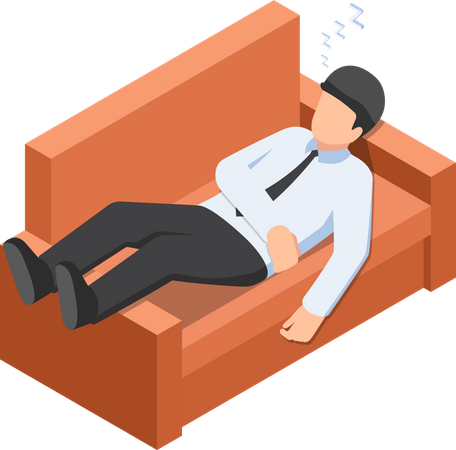 Empresario durmiendo en el sofá  Ilustración