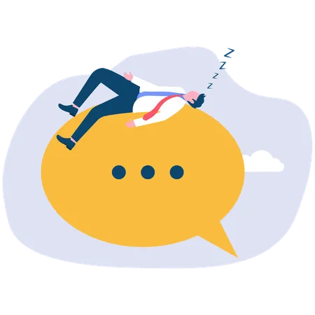 Hombre de negocios durmiendo sobre un globo de diálogo o texto  Illustration