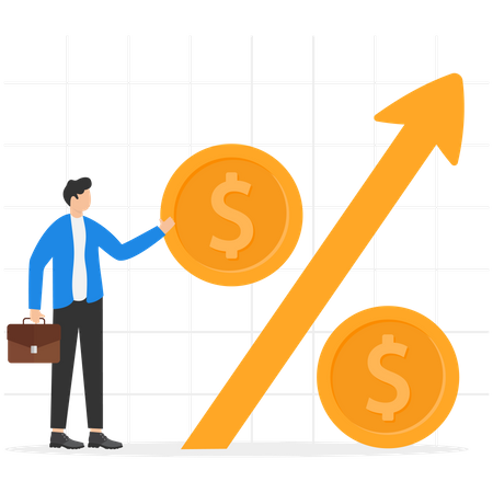 El empresario y el inversionista están calculando el porcentaje de ganancias  Ilustración