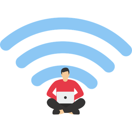 Empresário e logotipo WIFI  Ilustração