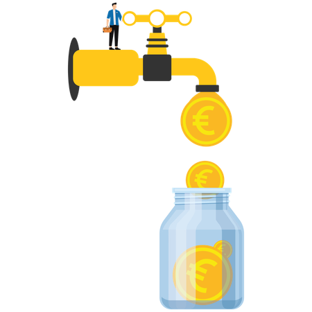 Empresário economizando investimento empresarial  Ilustração