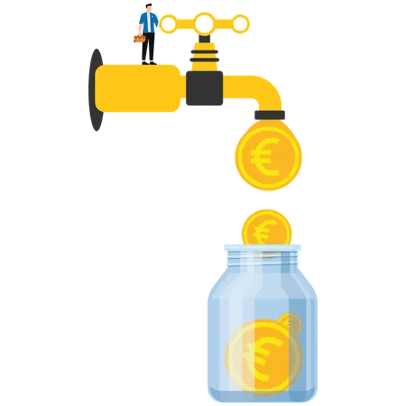 Empresário economizando investimento empresarial  Ilustração