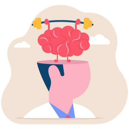 Hombre de negocios ejercitando el cerebro  Ilustración