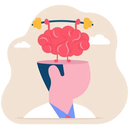 Hombre de negocios ejercitando el cerebro  Ilustración