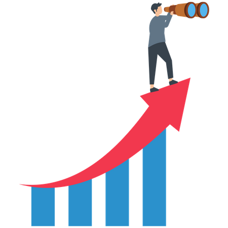 Empresário em busca de novas oportunidades  Ilustração