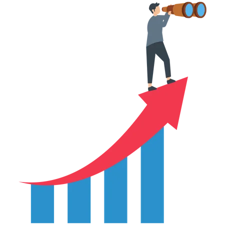 Empresário em busca de novas oportunidades  Ilustração