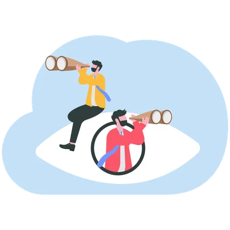 Empresário em busca de oportunidade futura  Ilustração