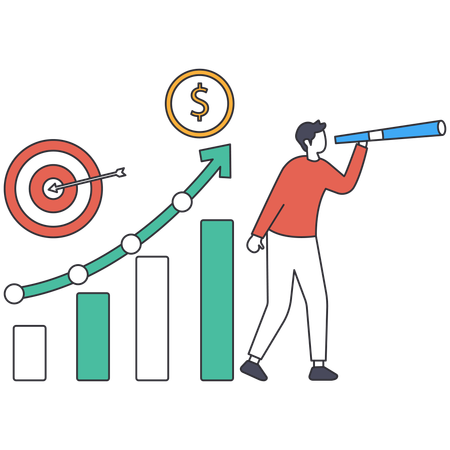 Empresário em busca de oportunidades de mercado  Ilustração