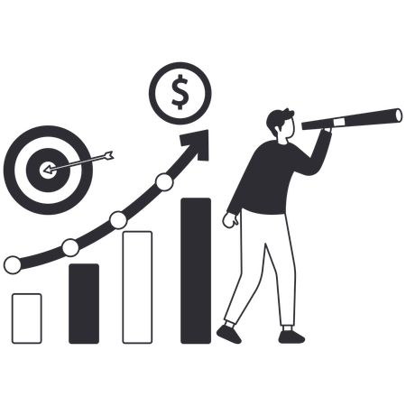 Empresário em busca de oportunidades de mercado  Ilustração