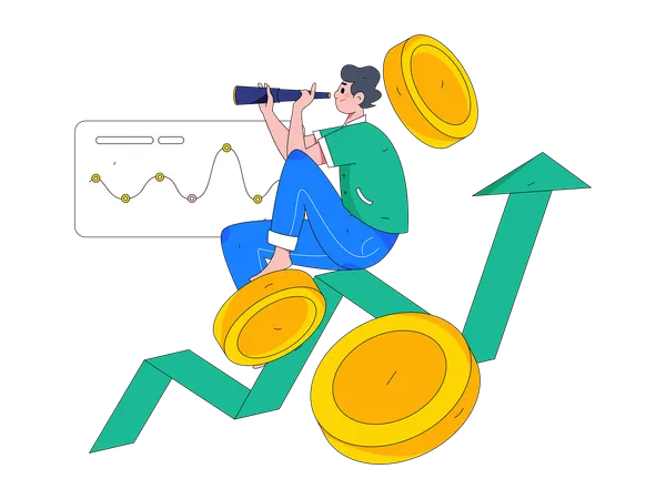 Empresário em busca de oportunidades de negócios  Ilustração