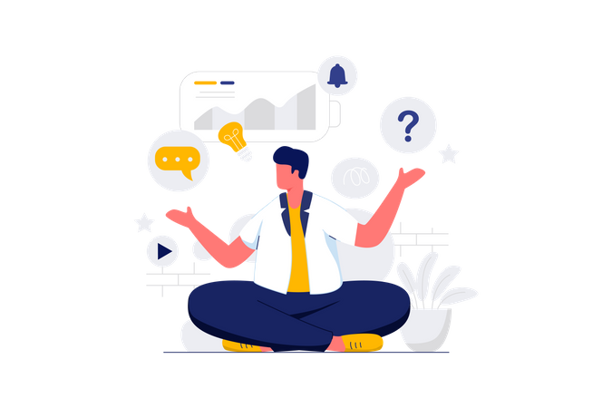 Empresário em busca de solução  Ilustração