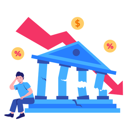 Empresário lutando devido à crise econômica  Ilustração