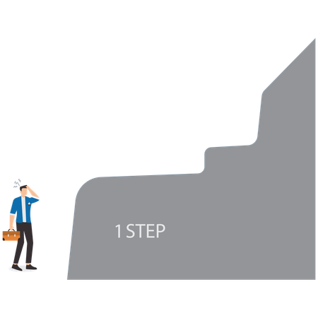 Empresário em dificuldades dá o primeiro passo  Ilustração