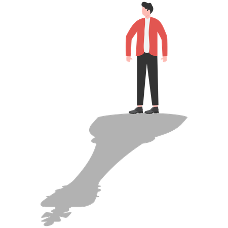 Empresário em pé com a sombra do rei do xadrez  Ilustração