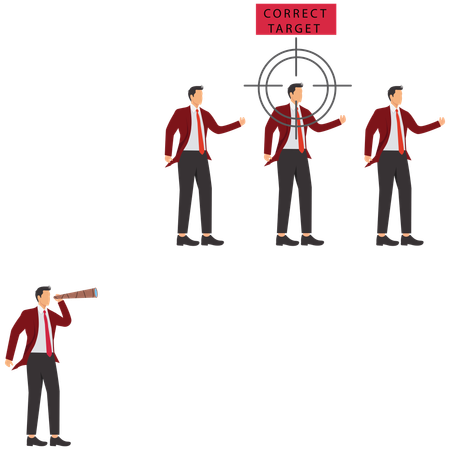 Empresário em pé olhando para um alvo preciso  Ilustração