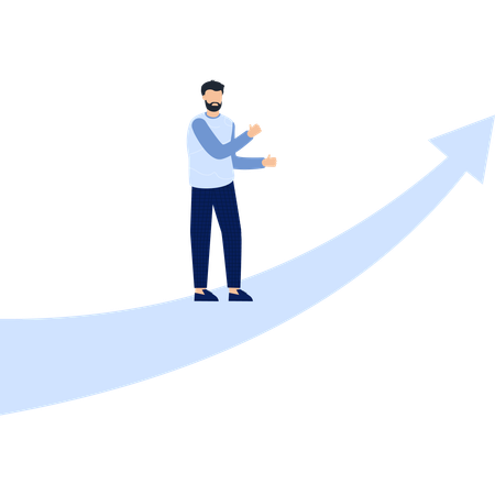 Empresário em ascensão na flecha do sucesso  Ilustração