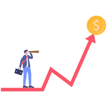Empresario en busca de oportunidades de inversión  Illustration