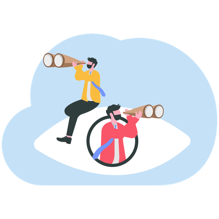 Hombre de negocios buscando oportunidades futuras  Ilustración