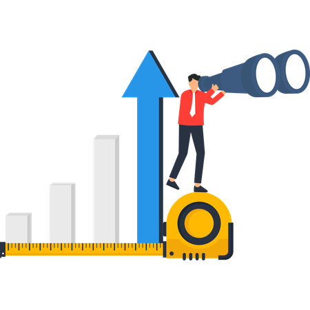 Empresario en busca de visión empresarial  Ilustración