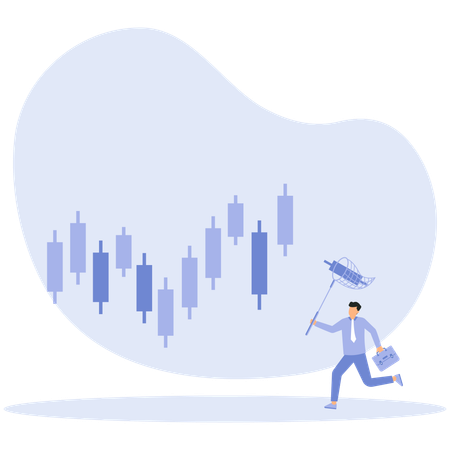 Gráfico de ventas de un hombre de negocios que busca ganancias  Ilustración