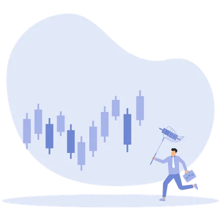 Gráfico de ventas de un hombre de negocios que busca ganancias  Ilustración