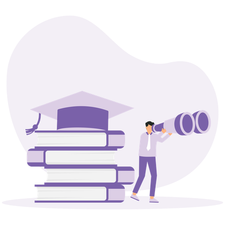 Hombre de negocios buscando graduarse  Ilustración
