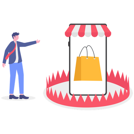 Empresario endeudado por compras  Ilustración