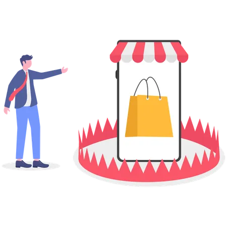 Empresario endeudado por compras  Ilustración