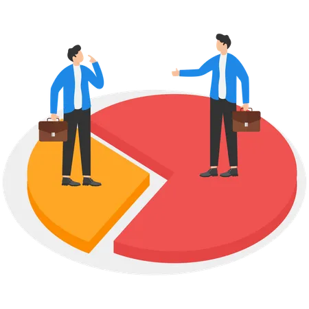 Empresario en diferentes piezas del gráfico  Ilustración