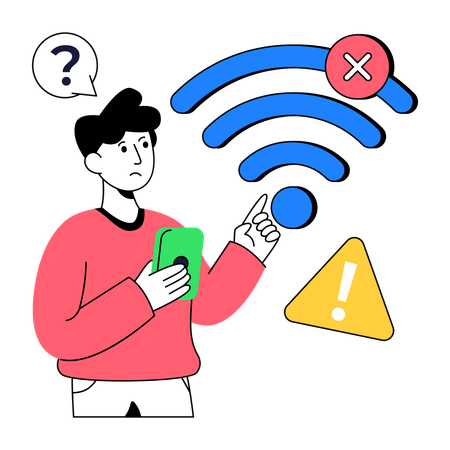 Empresário encontra erro de Wi-Fi  Ilustração